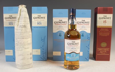 Lot 416 - Four boxed bottles of The Glenlivet Founders...