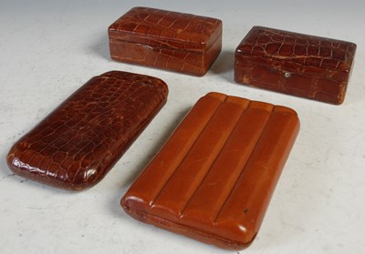 Lot 434 - A small box of leather ware to include two...