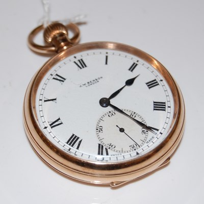 Lot 37 - A 9ct gold open-faced pocket watch, 'J. W....