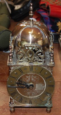 Lot 477 - A Smiths brass lantern clock with later...