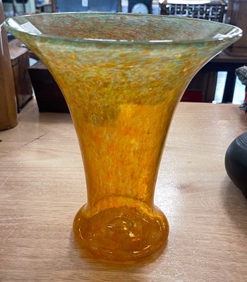 Lot 503 - A Monart vase, mottled green and orange,...