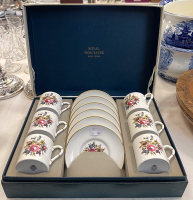 Lot 507 - A boxed Royal Worcester floral decorated...