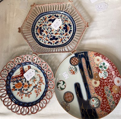 Lot 520 - Three assorted Japanese Imari plates, late...
