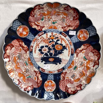 Lot 372 - A Japanese Imari porcelain charger, centred...