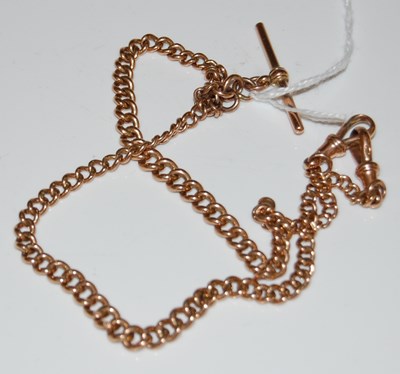 Lot 41B - A 9ct gold Albert chain with T-bar suspension,...