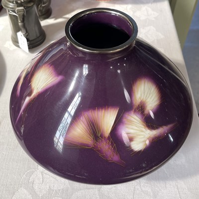 Lot 529 - A Japanese Ando purple ground cloisonne vase,...