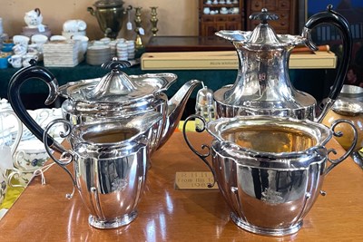Lot 537 - An electroplated four piece tea set.