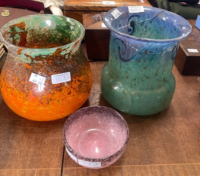 Lot 601B - A group of three pieces of Monart glassware to...