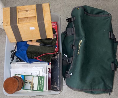 Lot 689 - A box of assorted fishing interest items to...