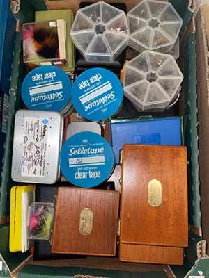Lot 691 - A box of assorted fishing tackle, mainly flies,...