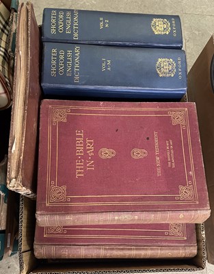 Lot 695 - A box of assorted books to include The Bible...