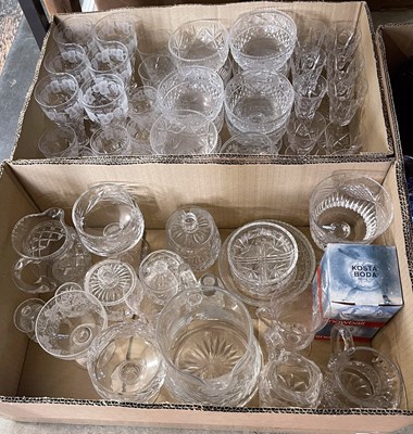 Lot 711 - Two boxes of assorted glassware.