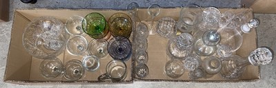 Lot 743 - Two boxes of assorted glassware.