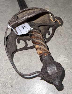 Lot 752 - An antique rapier sword, with spiral carved...
