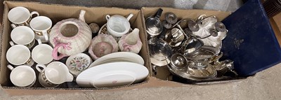 Lot 630 - Two boxes, one containing EP ware; the other...