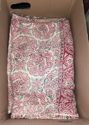 Lot 759 - A box of assorted fabrics to include printed...