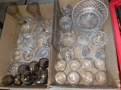 Lot 761 - Two boxes of assorted glassware.