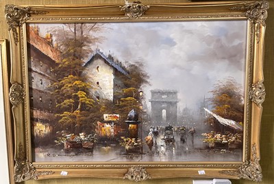 Lot 776 - R. Saimon  
Autumnal European street scene...