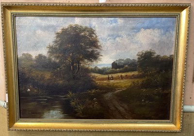 Lot 785 - L. Dacquet 
Summer landscape with wheat field,...