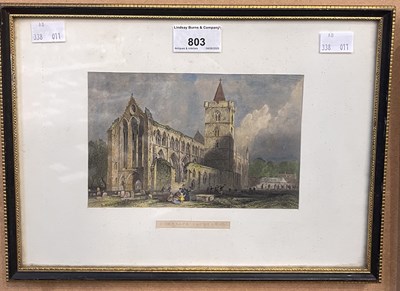 Lot 803 - A coloured print of Dunblane cathedral, framed...