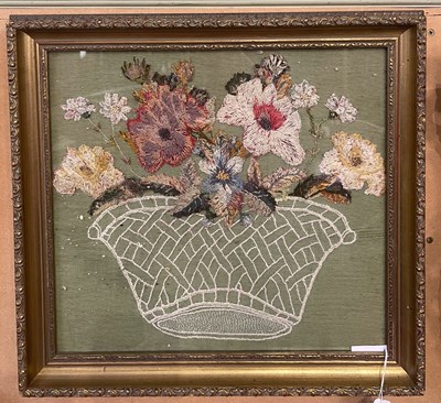 Lot 806 - A needlework embroidered picture, late 19th/...