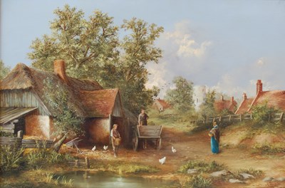 Lot 813 - Tom Douglas  
Summer landscape with figures...