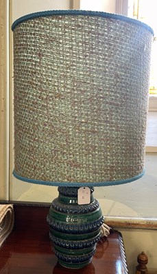 Lot 828 - A mid century blue and green glazed table lamp...