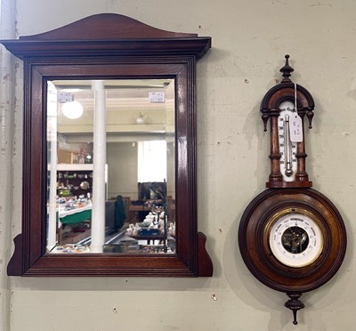 Lot 838 - A rectangular shaving mirror in mahogany frame,...