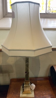 Lot 847 - A 20th century onyx and gilt metal table lamp...