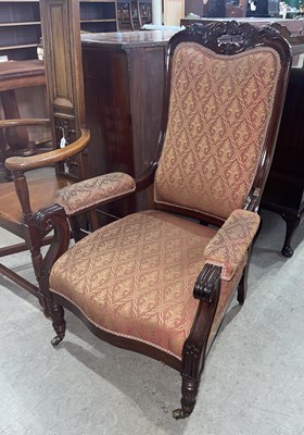 Lot 736 - A 19th century mahogany armchair, with shell...