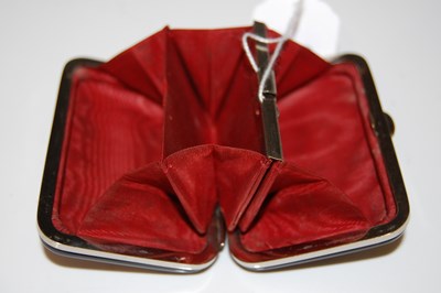 Lot 69 - A white metal mounted faux tortoiseshell purse...