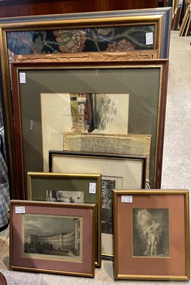 Lot 865 - A black ground needlework embroidered picture,...