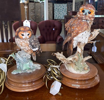 Lot 903 - Two composite owl form table lamp bases.