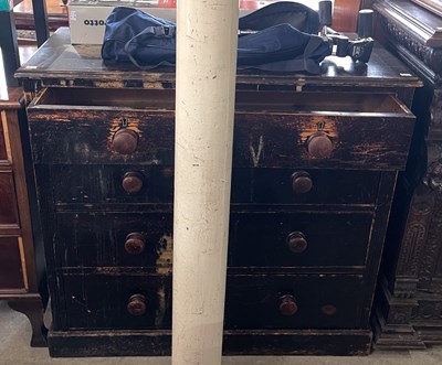 Lot 911 - A 19th century stained pine chest, fitted with...