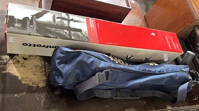 Lot 912 - A boxed Manfrotto 290 Series tripod; together...