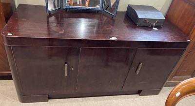 Lot 729 - An Art Deco style darkwood sideboard, with...