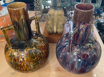 Lot 634 - A Dunmore twin handled bottle vase, covered...