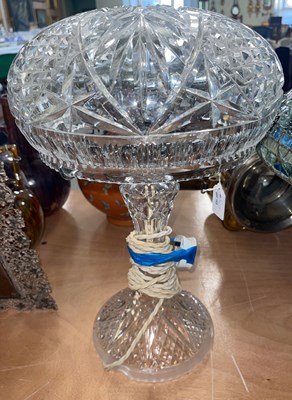 Lot 369 - A 20th century cut glass table lamp and shade,...