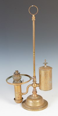 Lot 150 - A 19th century brass oil lamp, with two...