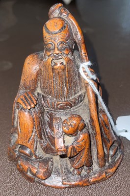 Lot 236A - A Chinese bamboo carving, Shou Lou and...