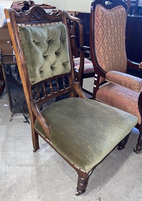 Lot 959 - A Victorian green velvet upholstered Parlour...