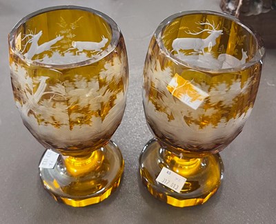 Lot 317A - A pair of late 19th century amber tinted glass...
