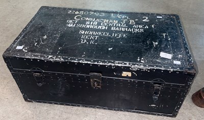 Lot 990 - A Japanned metal kit box, painted marks for...