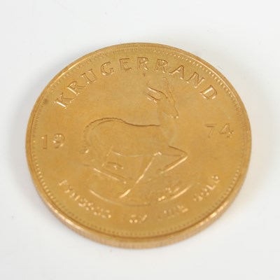 Lot 90B - A South African gold Krugerrand, dated 1974.