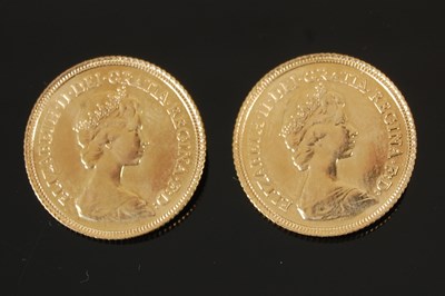 Lot 85 - Two Queen Elizabeth II gold half-sovereigns,...
