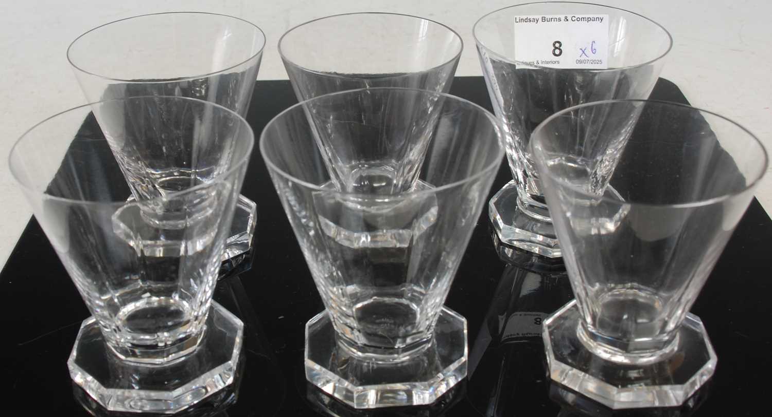 Lot 8 - A set of six Lalique clear glass Quincy...