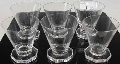 Lot 8 - A set of six Lalique clear glass Quincy...