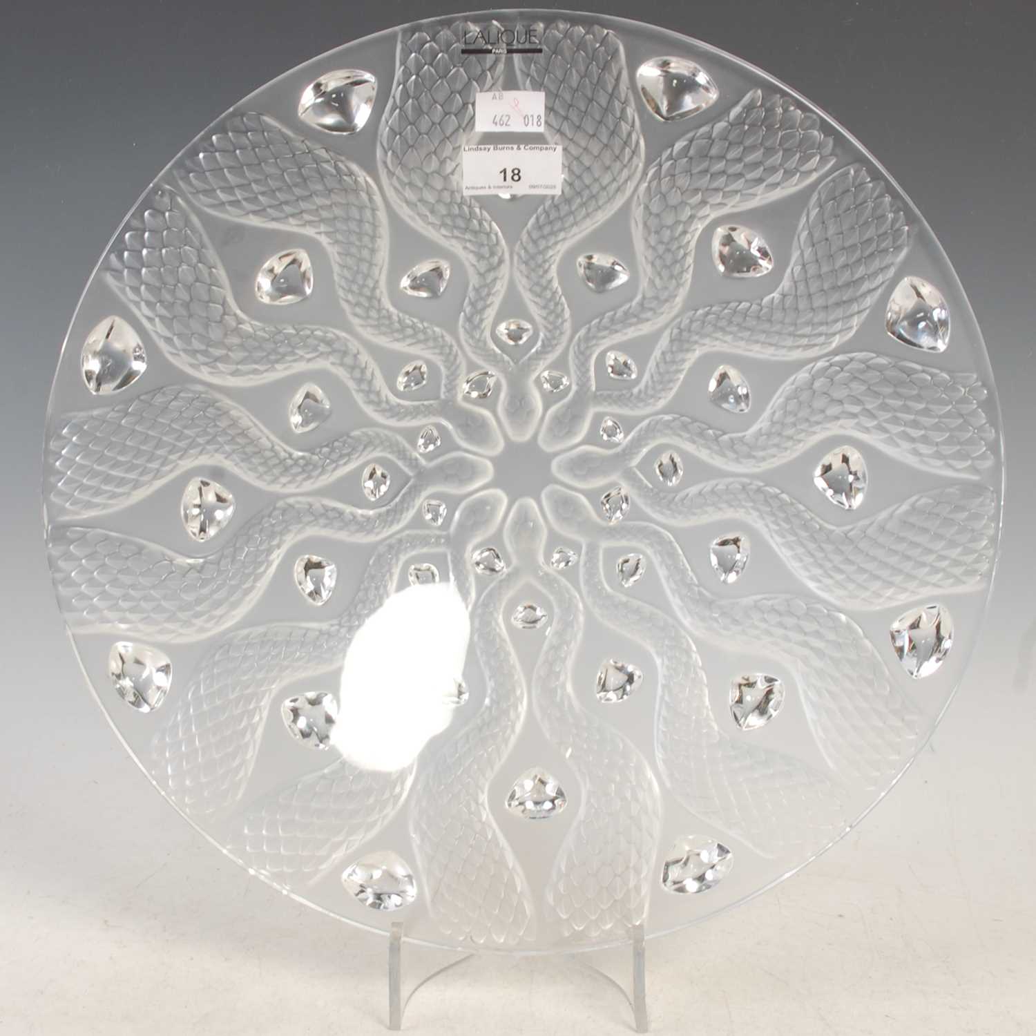Lot 18 - A Lalique clear and frosted glass Serpentine...