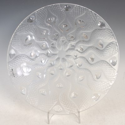 Lot 18 - A Lalique clear and frosted glass Serpentine...