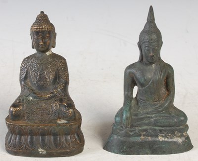 Lot 30 - Two Chinese bronze figures of Buddha, one with...